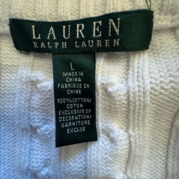 Lauren Ralph Lauren White cable knit full zip sweater crest - Picture 5 of 6